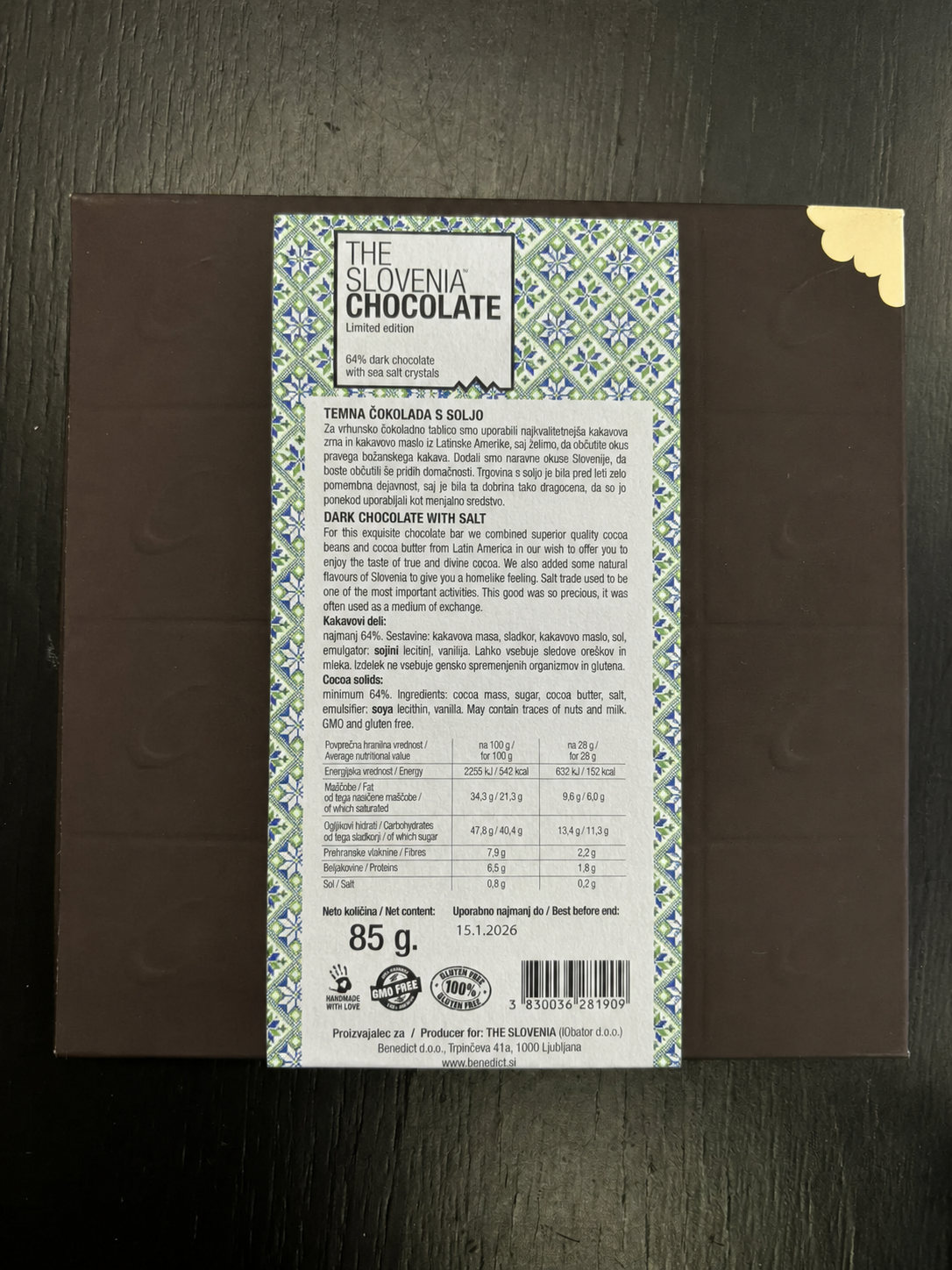 Slovenian handmade chocolate with The Slovenia salt